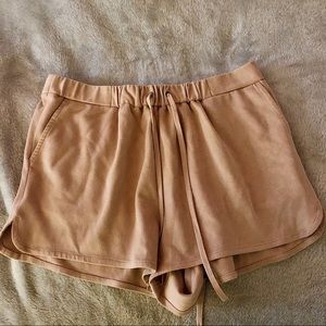 dusty pink velvet shorts